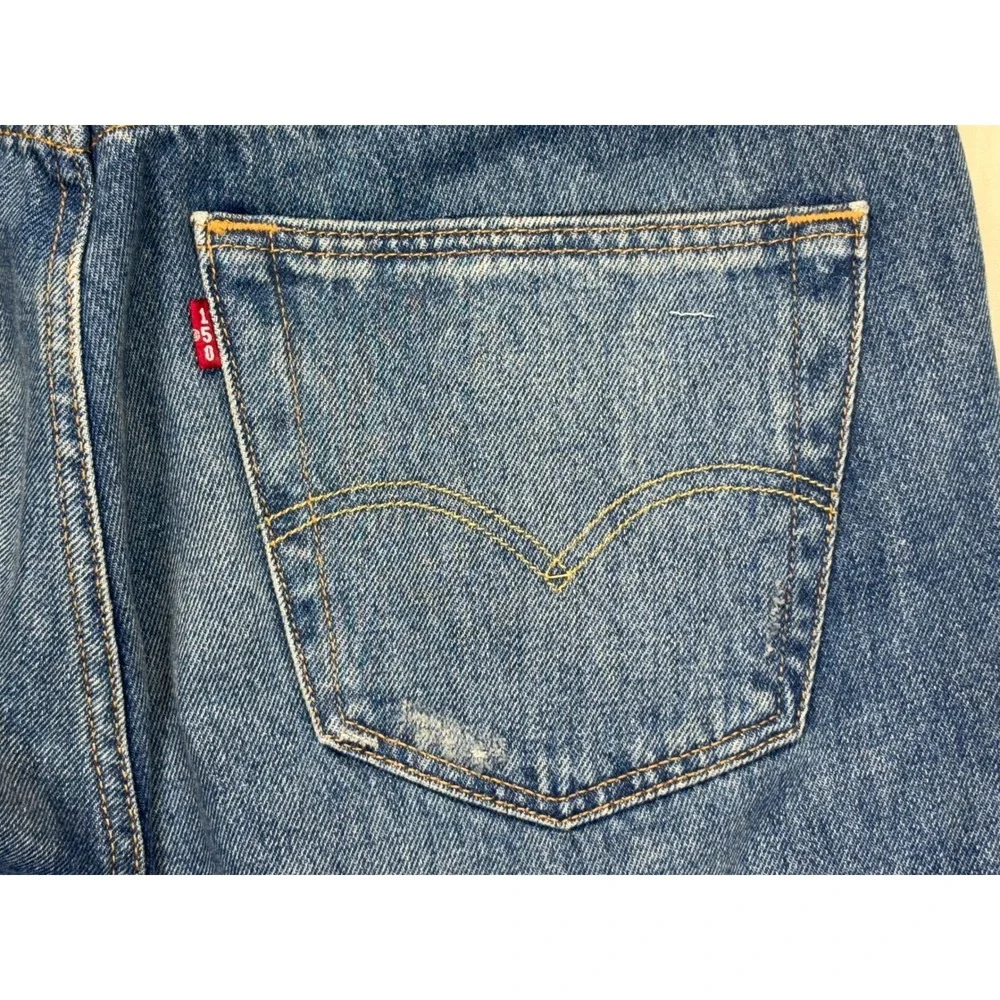 Levis 501 150th Anniversary Mens Distressed Straight Leg Jeans Blue W34 L38